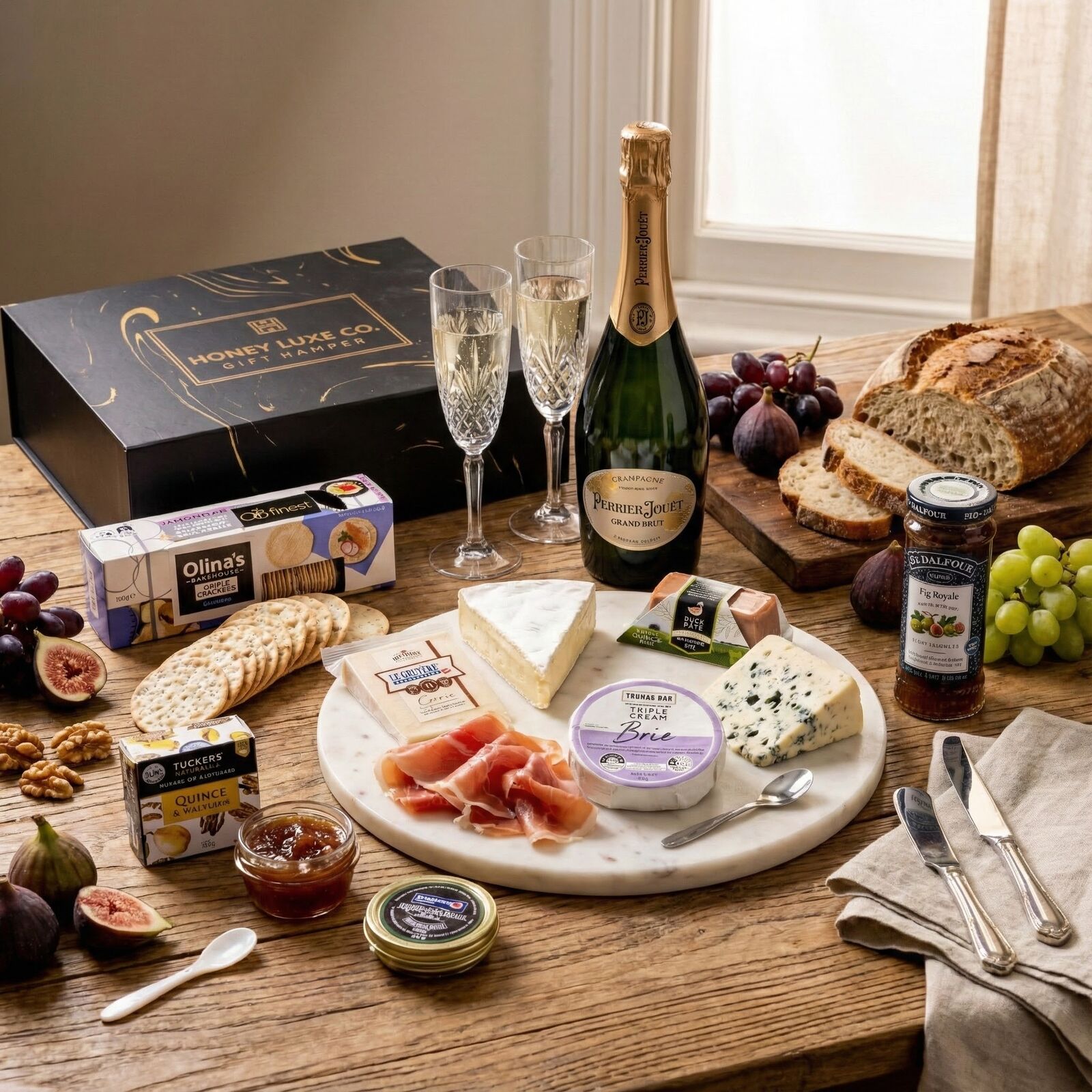 Perrier-Jouët Grand Brut Luxe Grazing Hamper — Champagne, Cheese, Charcuterie & Caviar