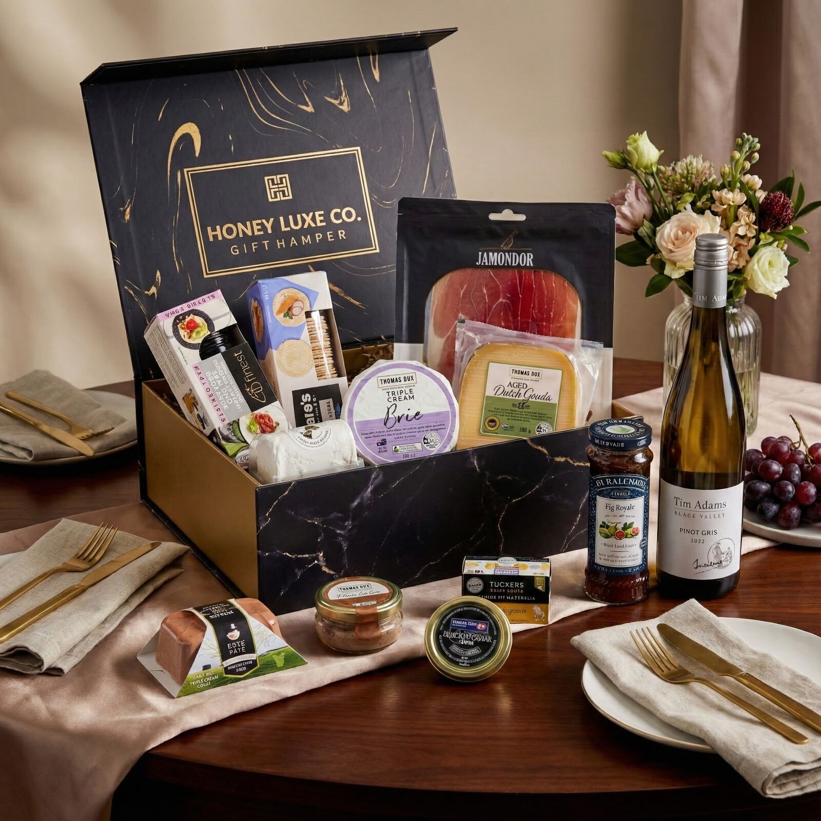 Tim Adams Pinot Gris Luxe Grazing Hamper — Cheese, Charcuterie & Caviar