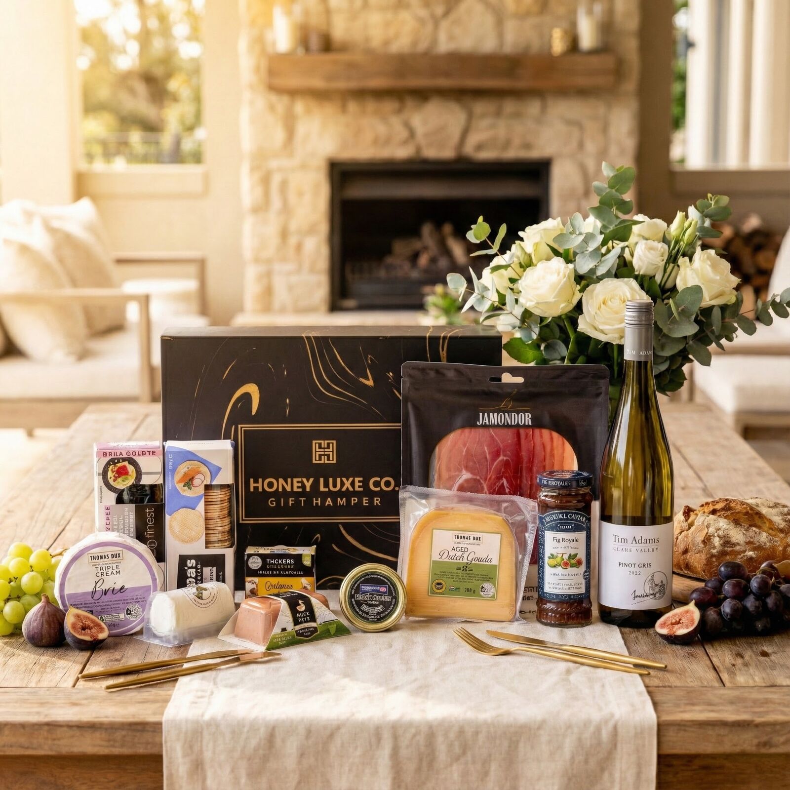 Tim Adams Pinot Gris Luxe Grazing Hamper — Cheese, Charcuterie & Caviar