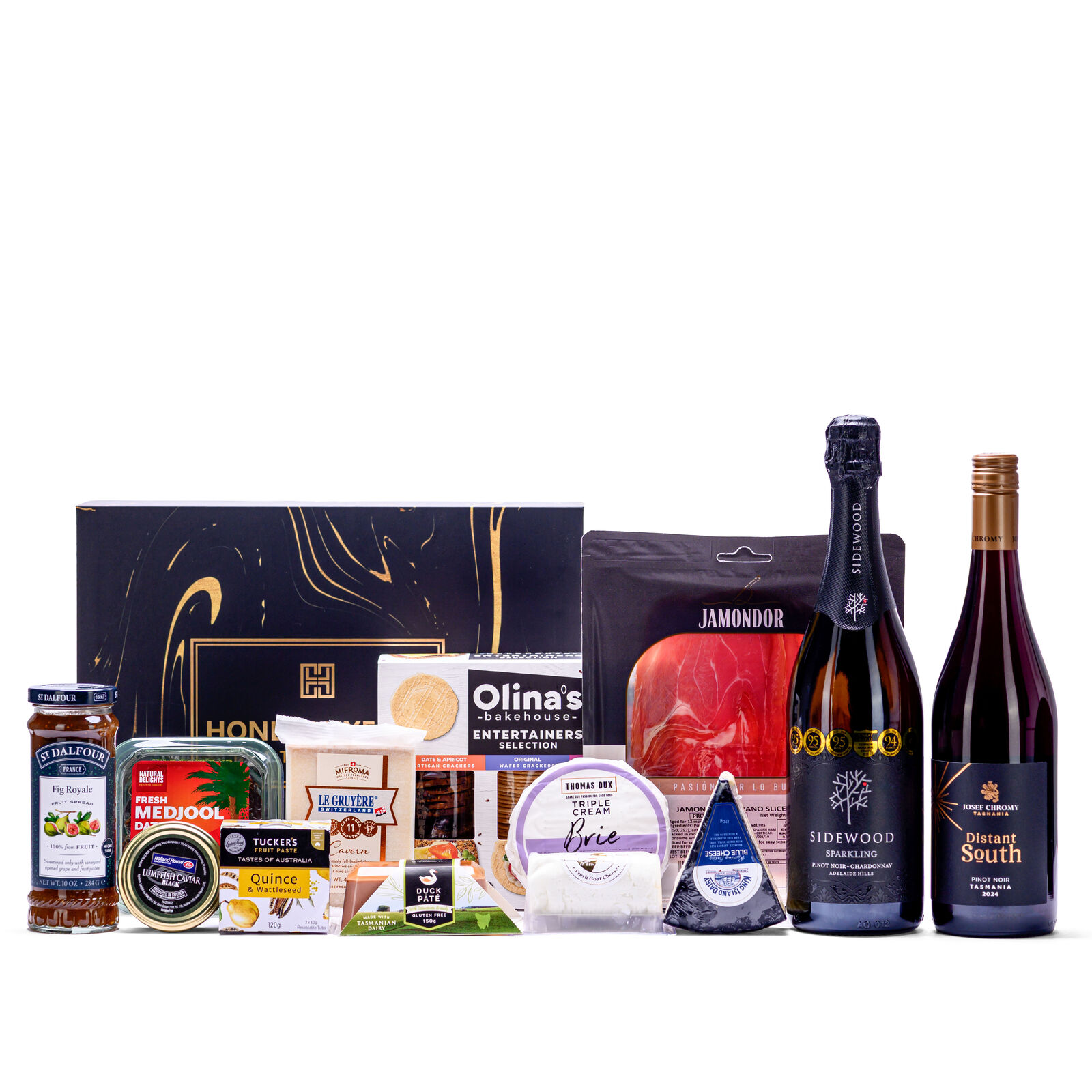 Epicurean Duo – Sidewood Sparkling, Pinot Noir & Gourmet Feast Hamper